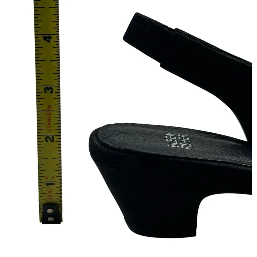 Eileen Fisher Gatwick Slingback Black Nubuck Suede Pump Heels Size 8 New $195